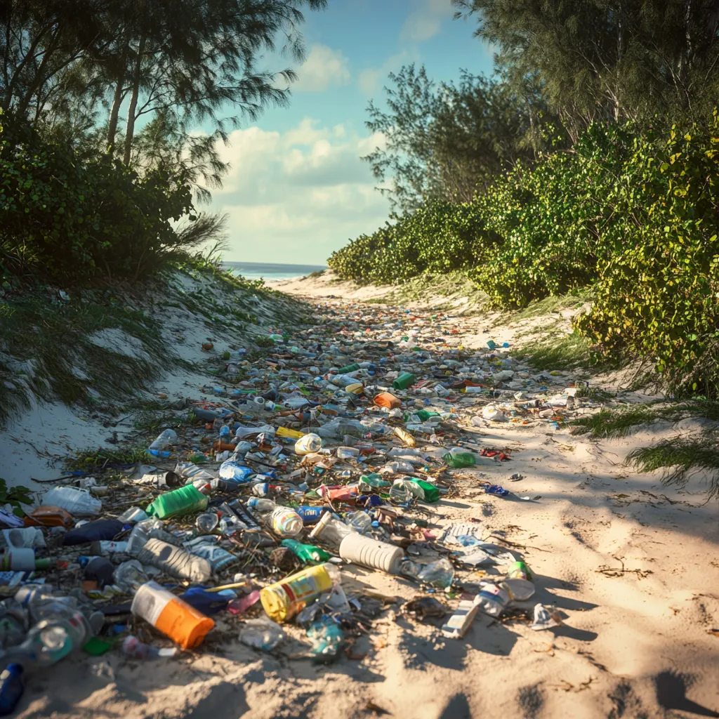 Basura acumulada na costa - Reciclaxe